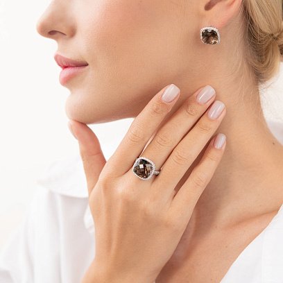 Золоті сережки з діамантами і топазами CR1671Egm №7