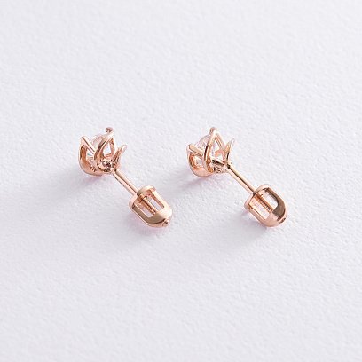 Золоті сережки - пусети з блакитними топазами с02281 №3