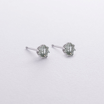 Золотые серьги - пусеты с аметистом с06405