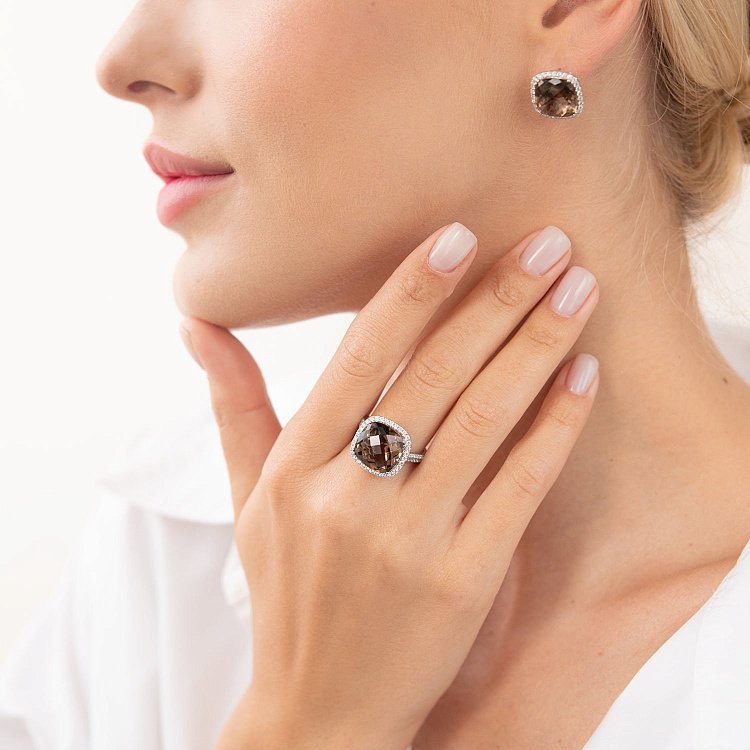 Золоті сережки з діамантами і топазами CR1671Egm від ювелірного магазину Онікс - 6