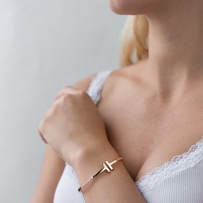 Жорсткий браслет з червоного золота б02827 №3