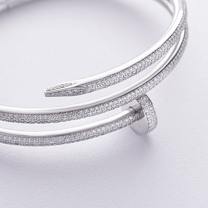 Жорсткий золотий браслет "Цвях" з діамантами бб0052м №3