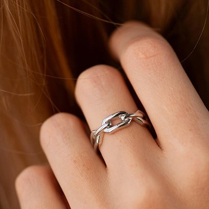 Серебряное кольцо "Цепочка" 112821 №2
