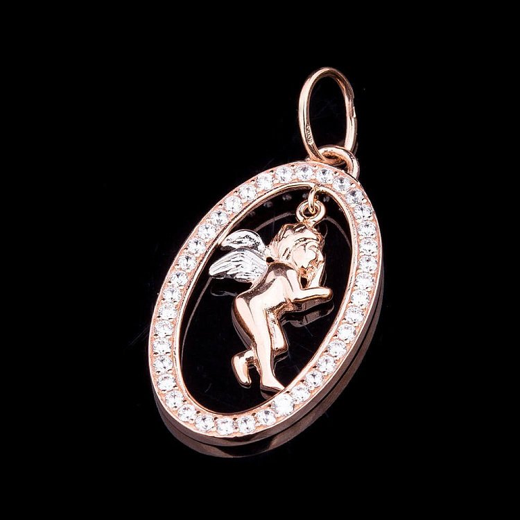 Золота підвіска "Ангелятко" з фіанітами п02274 від ювелірного магазину Онікс