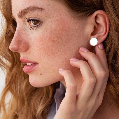 Золотые серьги-пусеты "Кружочки" с06464 №4