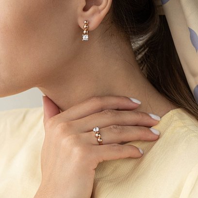 Золотое кольцо с фианитом к05247 №2