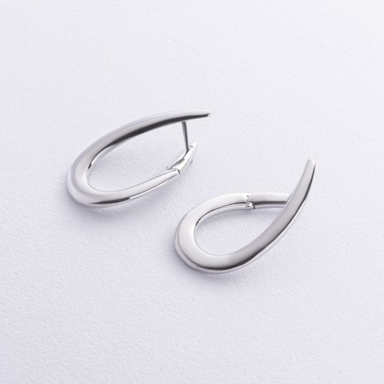 Серьги "Капельки" в белом золоте с08749 №3