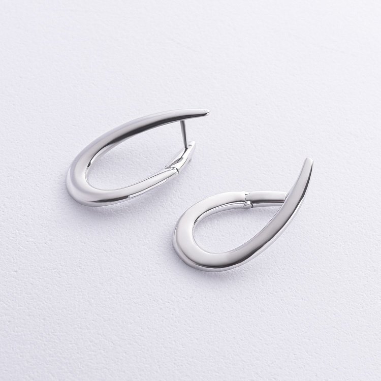 Серьги "Капельки" в белом золоте с08749 от ювелирного магазина Оникс - 2