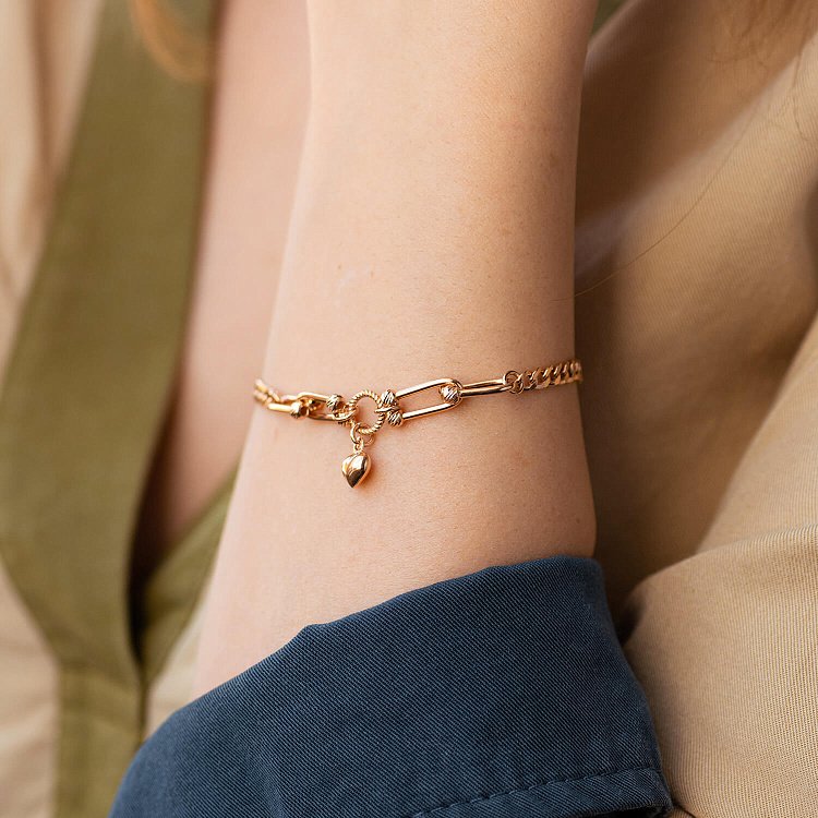 Золотой браслет "Сердечко" б05065 от ювелирного магазина Оникс - 5