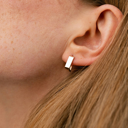 Прямоугольные серьги "Lydia" (красное золото) с09189 №4