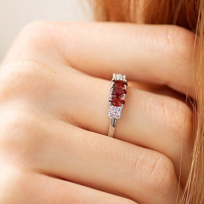 Серебряное кольцо с пиропами и фианитами GS-01-063-4110 №2