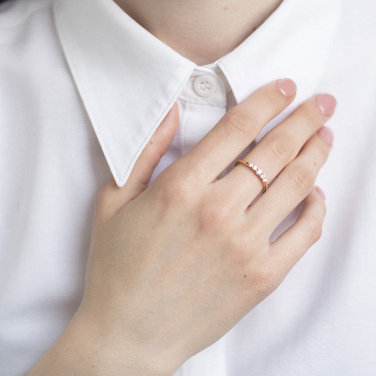 Золотий перстень з діамантами кб0240ch - 3 Золотий перстень з діамантами кб0240ch від ювелірного магазину Онікс - 3