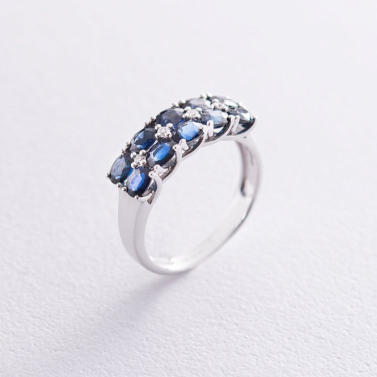 Золотое кольцо с бриллиантами и сапфирами к348he от ювелирного магазина Оникс