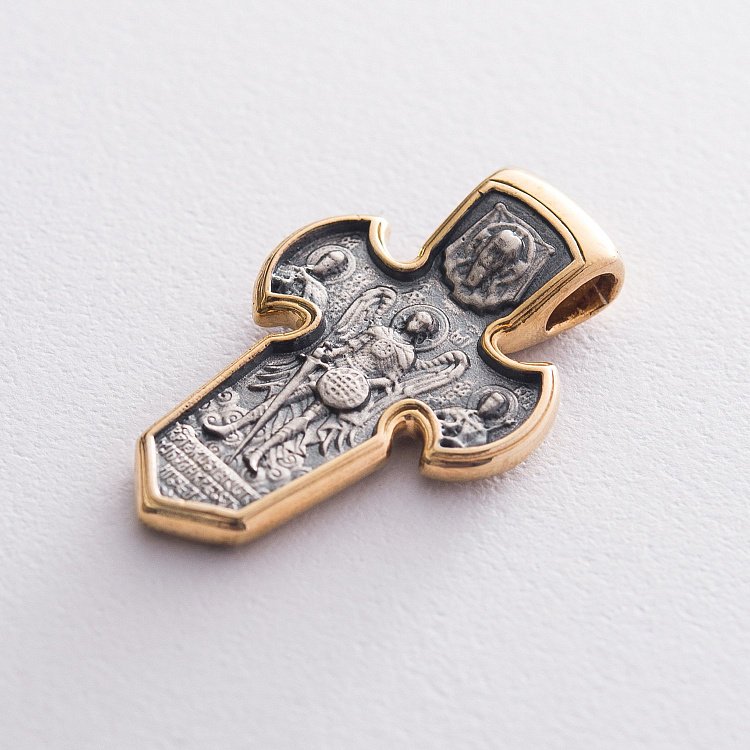 Срібний хрестик з позолотою "Розп'яття. Архангел Михаїл" 131746 від ювелірного магазину Онікс - 6