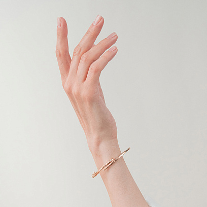 Жорсткий браслет "Змія" у червоному золоті (фіаніти) б05620 №6