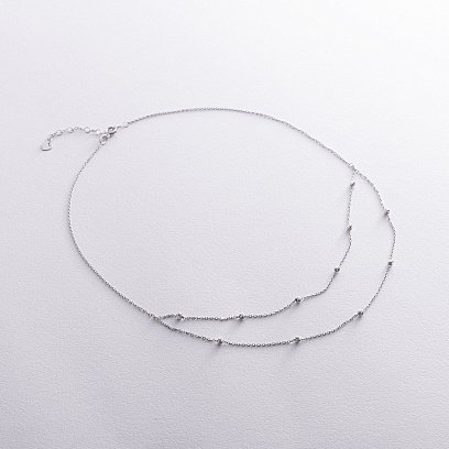 Подвійне кольє "Кульки" у білому золоті кол02454 №3