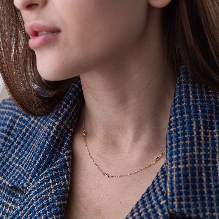 Золотое колье с фианитами 860152 от ювелирного магазина Оникс - 1