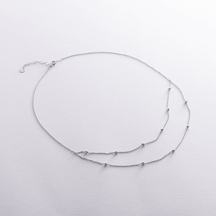 Подвійне кольє "Кульки" у білому золоті кол02454 від ювелірного магазину Онікс - 2