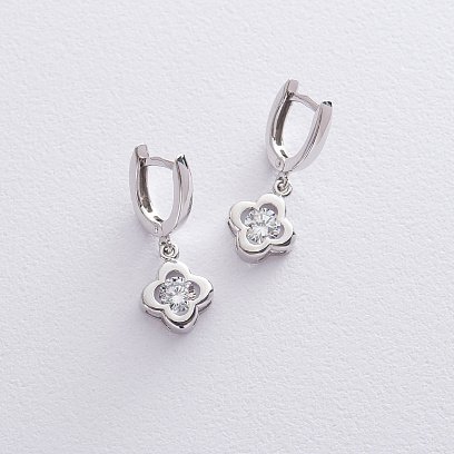 Золоті сережки "Конюшина" з фіанітом с04862