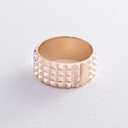 Широкое кольцо "Бьянка" в желтом золоте к07358 №11