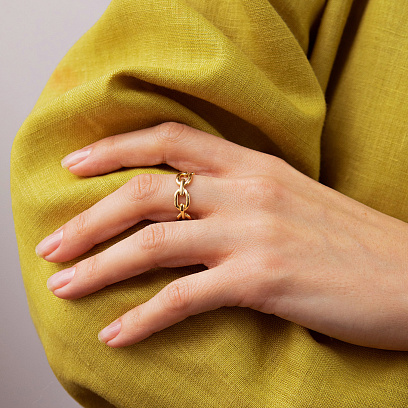 Кольцо "Цепочка" в желтом золоте к08429 №4