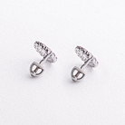 Серебряные серьги - пусеты с розовыми синтетическими сапфирами 2689/1р-PSPH от ювелирного магазина Оникс - 2