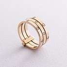Золотое женское тройное кольцо с фианитами к02620 от ювелирного магазина Оникс