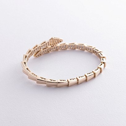 Жорсткий браслет "Змія" у жовтому золоті (фіаніти) б05272 №5