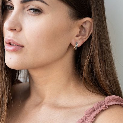 Серебряные серьги "Цветочки" с позолотой 122792 №4