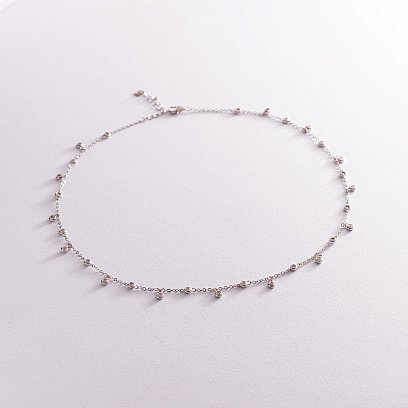 Серебряное колье с белыми фианитами 18995