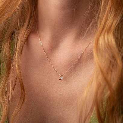 Колье "Сердечки" в красном золоте (фианит) кол01832 №3