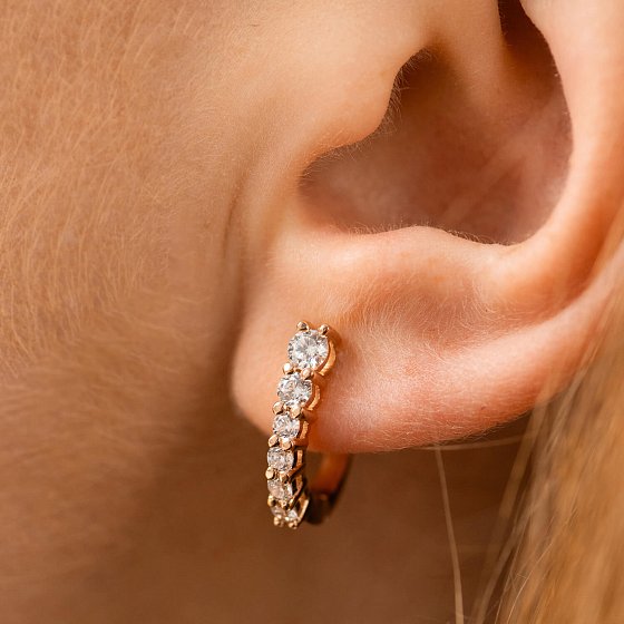 Серьги "Erika" с фианитами (красное золото) с09063 №4