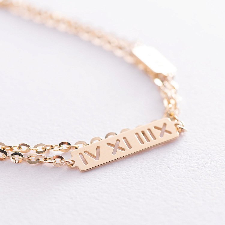 Браслет "Римские цифры" в желтом золоте б04498 от ювелирного магазина Оникс - 2