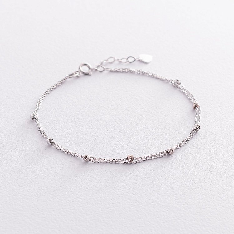 Двойной браслет "Шарики" в белом золоте б04705 от ювелирного магазина Оникс