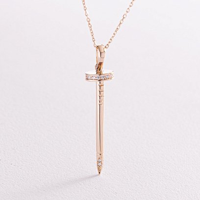 Кольє "Цвях" у жовтому золоті (фіаніти) кол02184