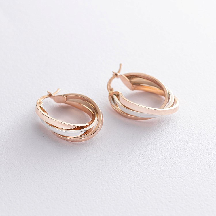 Серьги "Сплетение" (красное и белое золото) с06342 от ювелирного магазина Оникс - 2