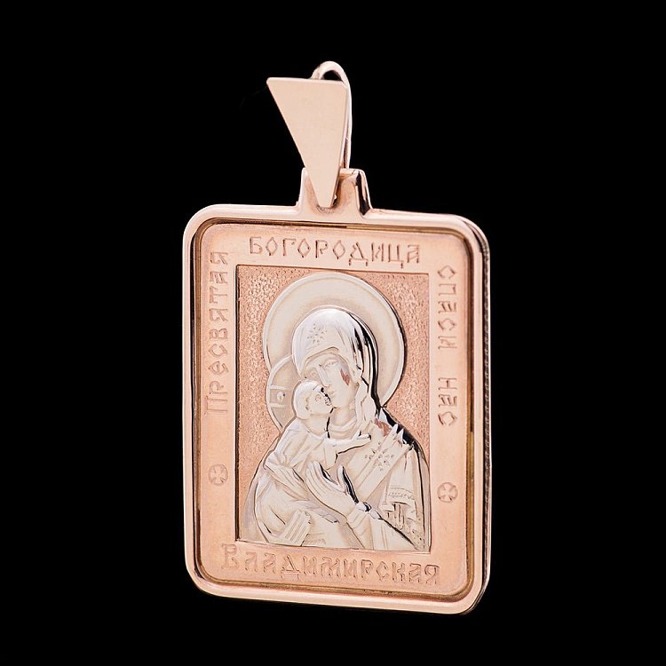 Золотая ладанка "Владимирская" п00106мб от ювелирного магазина Оникс