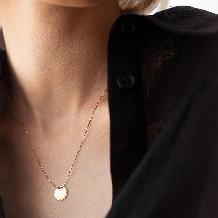 Колье "Монетка" в желтом золоте (возможна гравировка) кол01700 - 9 Колье "Монетка" в желтом золоте (возможна гравировка) кол01700 от ювелирного магазина Оникс - 9