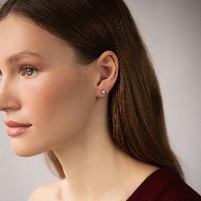 Золоті сережки - пусети з діамантами сб0572л (0,2) №2