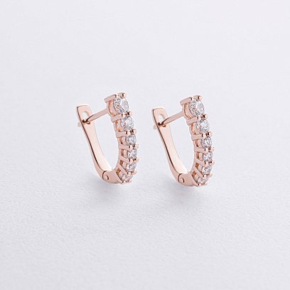 Серьги "Erika" с фианитами (красное золото) с09063
