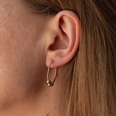 Золотые серьги - кольца с шариками с08365 №4