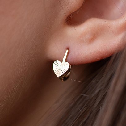 ﻿Золоті дитячі сережки "Сердечки" с09252 №4