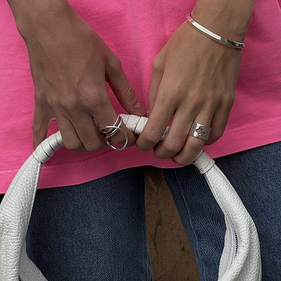 Жесткий серебряный браслет 141679 №10