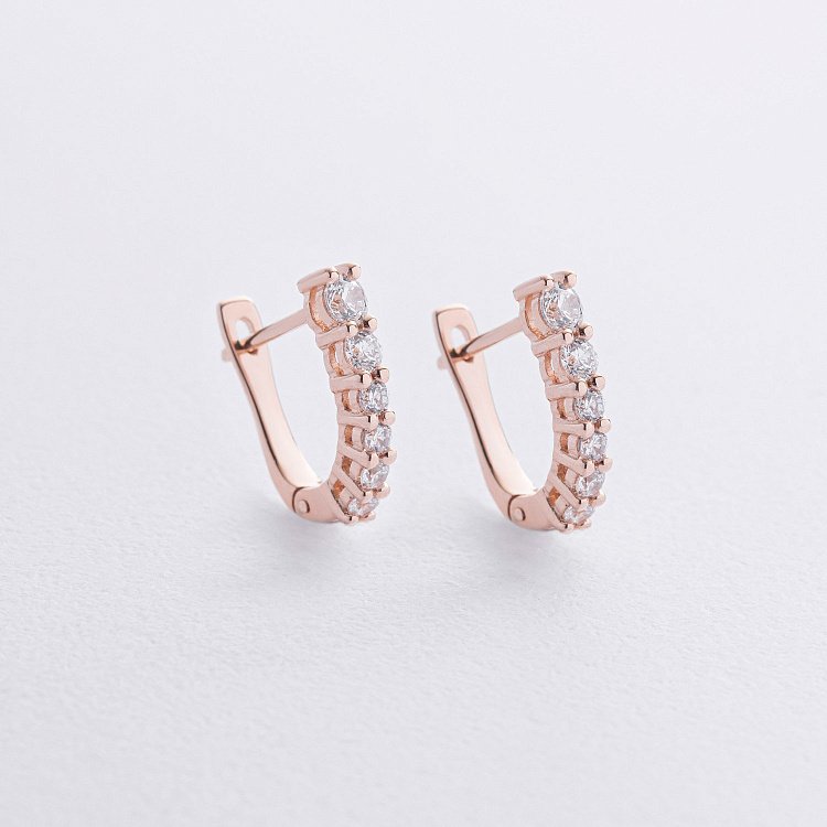 Серьги "Erika" с фианитами (красное золото) с09063 от ювелирного магазина Оникс