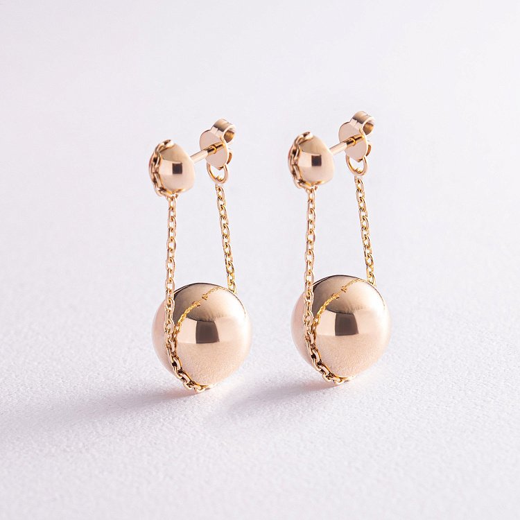 Серьги "Шарики" в желтом золоте 323623100 от ювелирного магазина Оникс