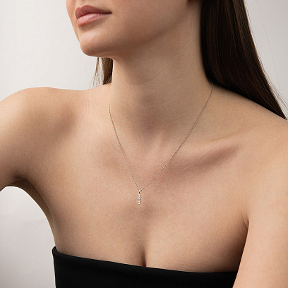 Золотая подвеска - крестик с бриллиантами пб0365sth №2