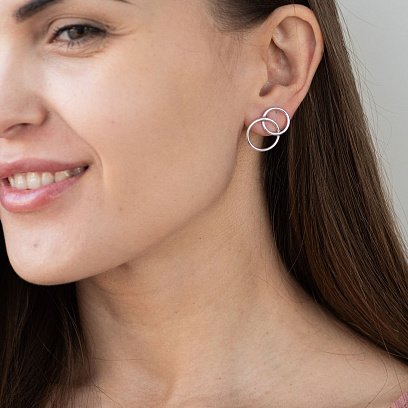 Серебряные серьги - пусеты "Пересечение колец" 122584 №3