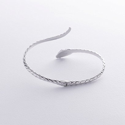 Жесткий браслет "Змея" в белом золоте (бриллианты) бб0038м №6