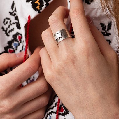 Срібна каблучка "Карта України" 112649 №7