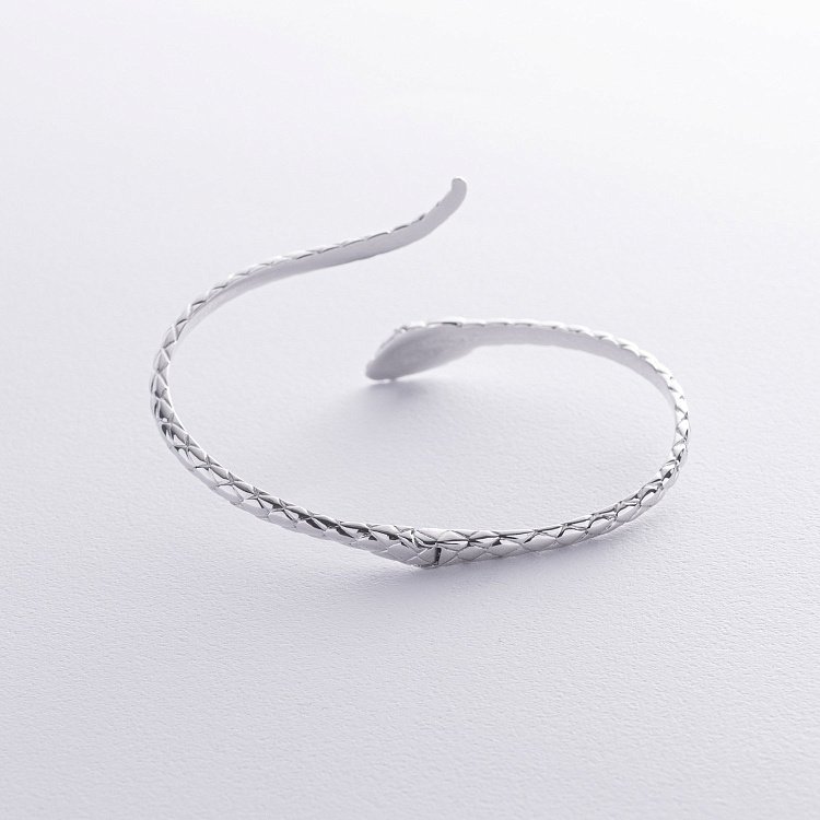 Жесткий браслет "Змея" в белом золоте (бриллианты) бб0038м от ювелирного магазина Оникс - 5